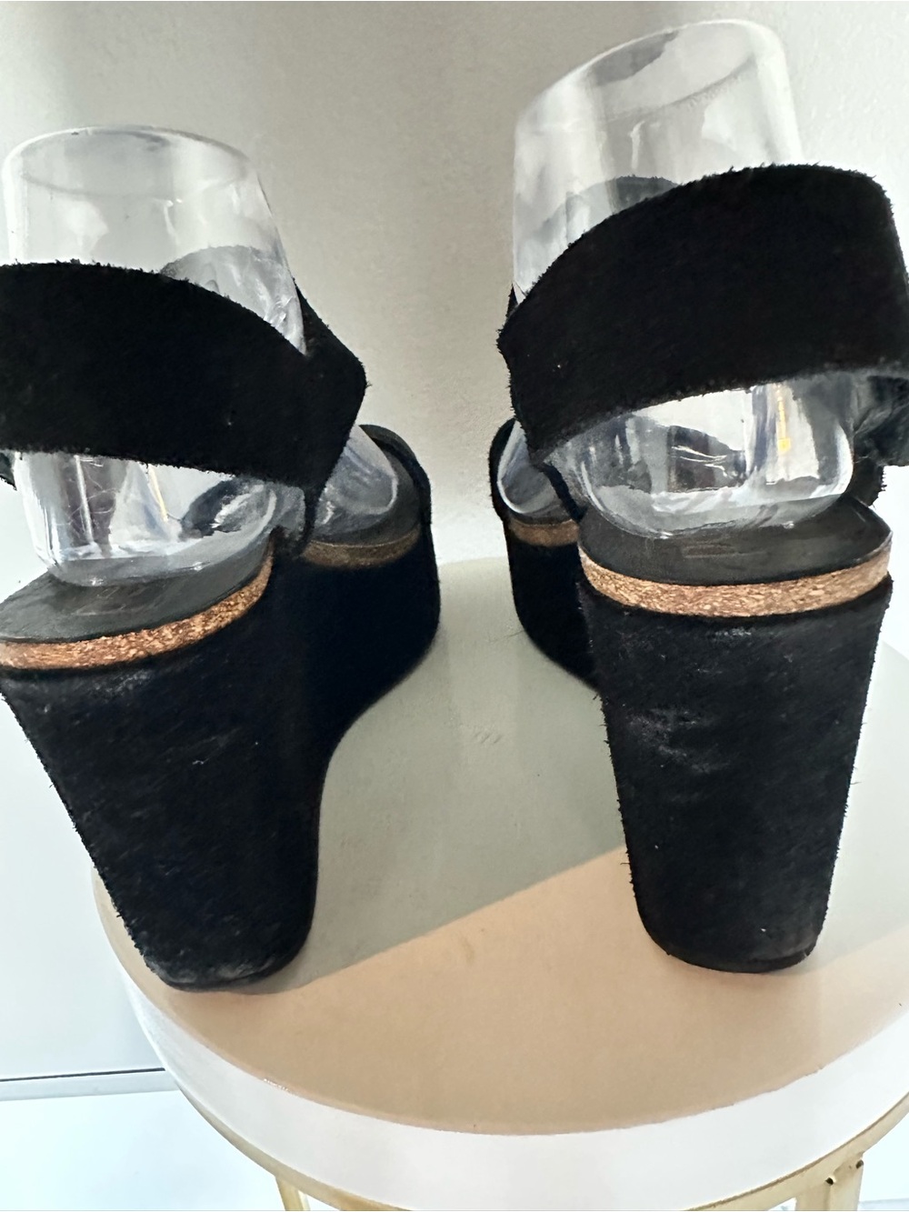 Pedro Garcia Black Suede Platform Sandals with Metallic Accent - Picture 2 of 4